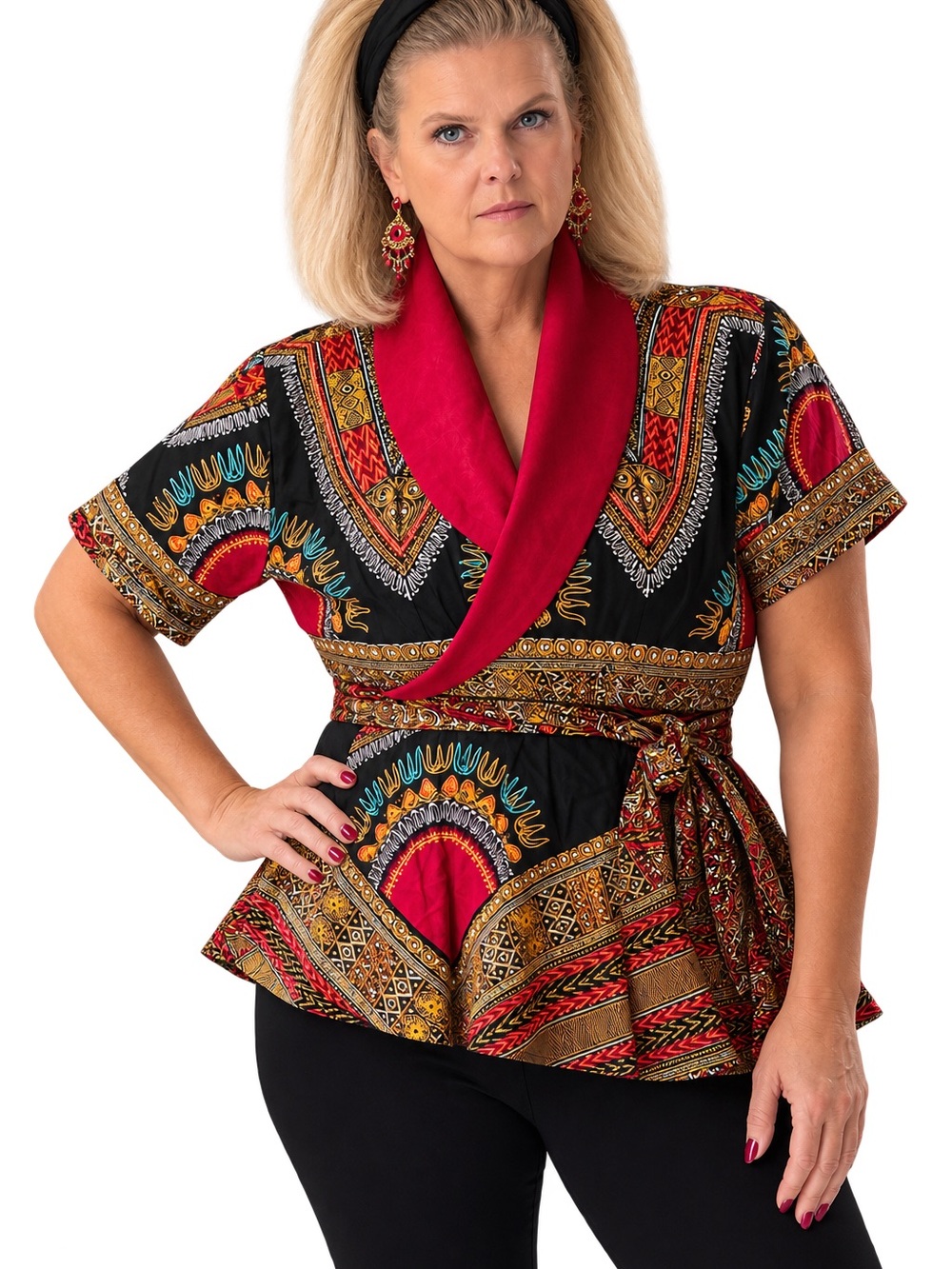 ✨ NEW WITH TAGS – Tribe of Dumo Lindiwe Red Wrap Top ✨